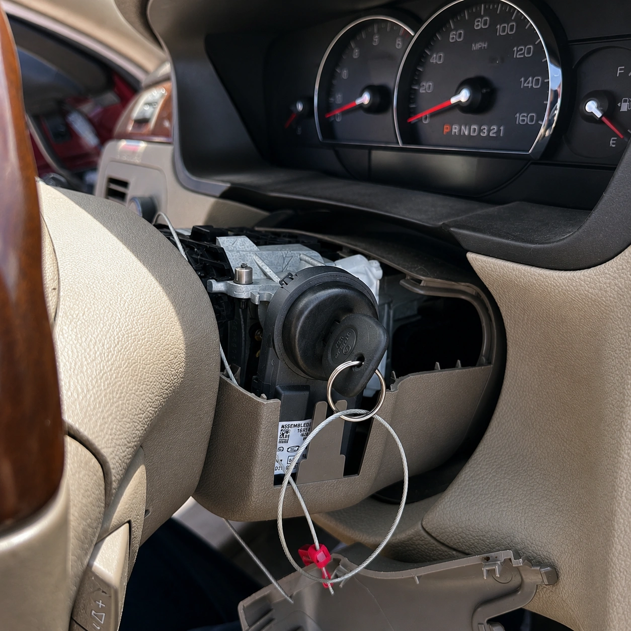 Broken key stuck in a car ignition cylinder