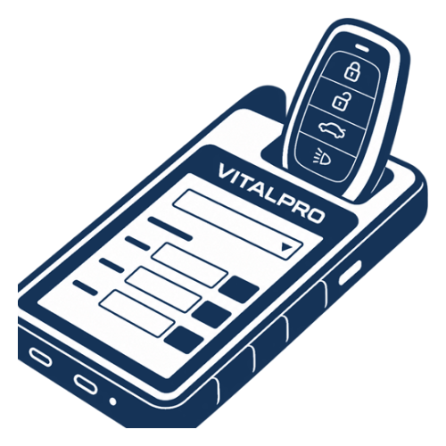 Car key fob being programmed with an automotive key programmer