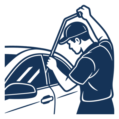 Locksmith unlocking a car door during a car lockout in Las Vegas