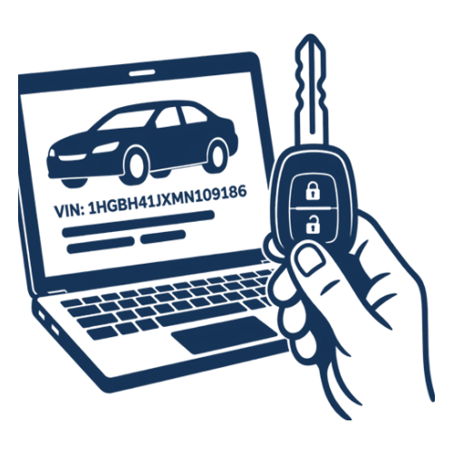 Car key cut by VIN using the vehicle identification number