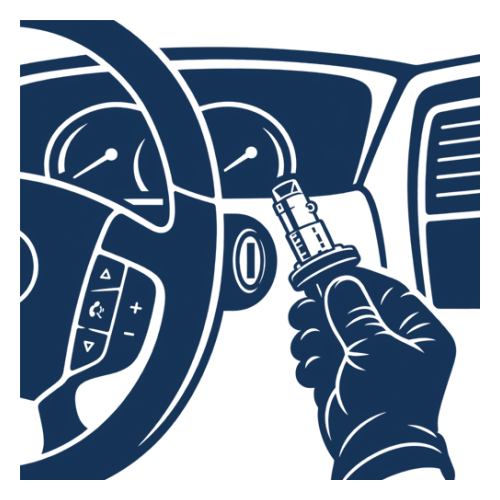 Car ignition cylinder removed for repair or replacement